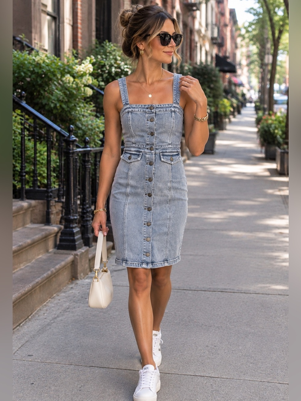 Denim Mini Dress XS Button-Down Grlfrnd Petra Women's Light Wash Premium